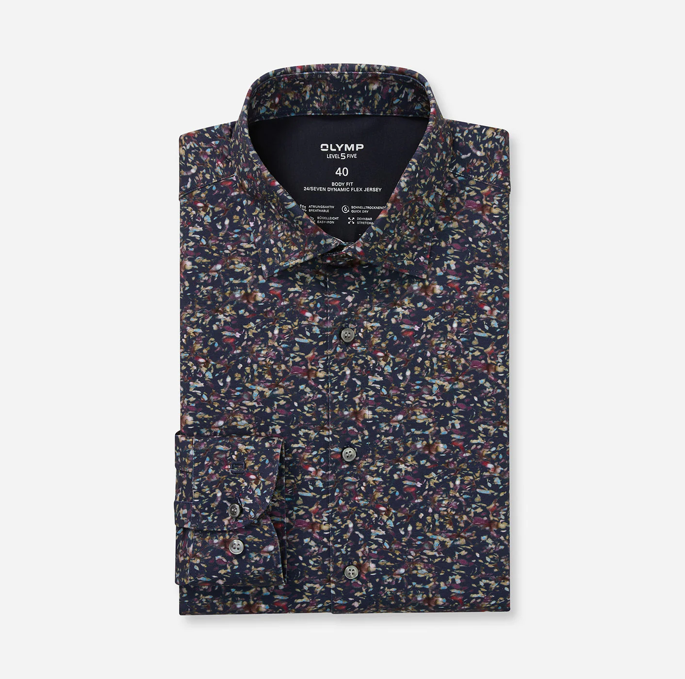 Olymp miesten kauluspaita 24/SEVEN – LEVELFIVE BODY FIT JERSEY, sininen kuosi - Image 3
