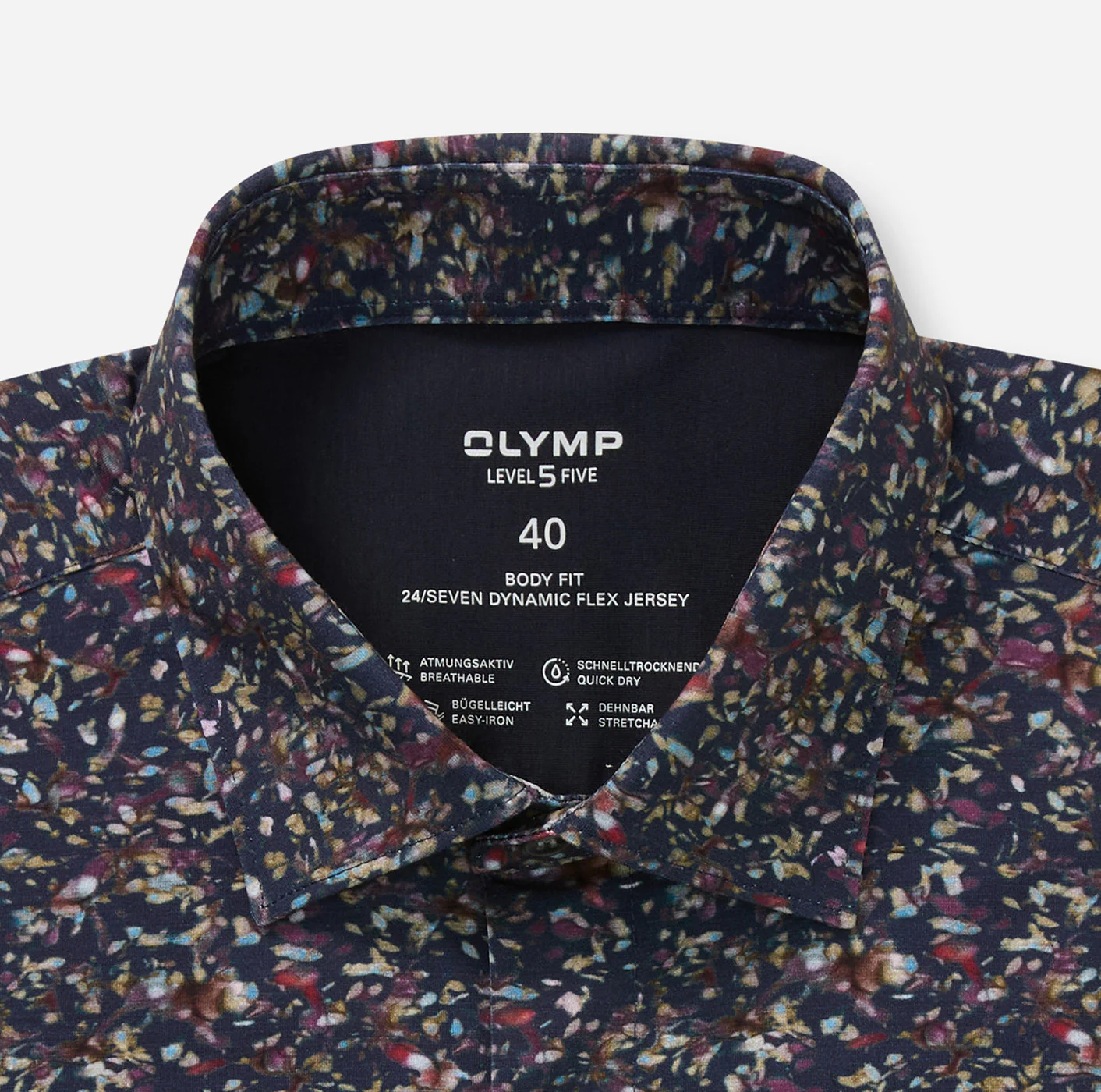 Olymp miesten kauluspaita 24/SEVEN – LEVELFIVE BODY FIT JERSEY, sininen kuosi - Image 4