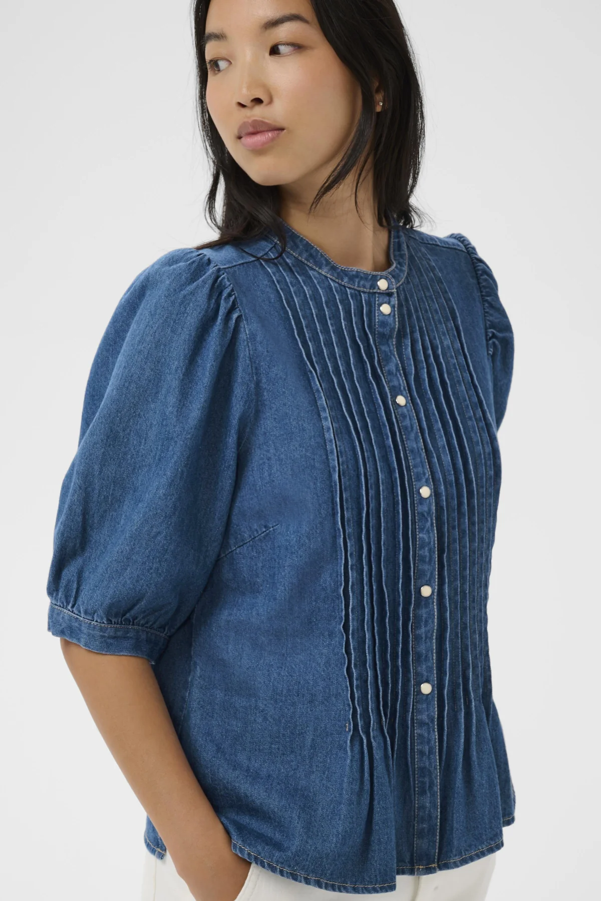 Part Two naisten pusero AlesiaPW SH, Medium Blue Denim - Image 3
