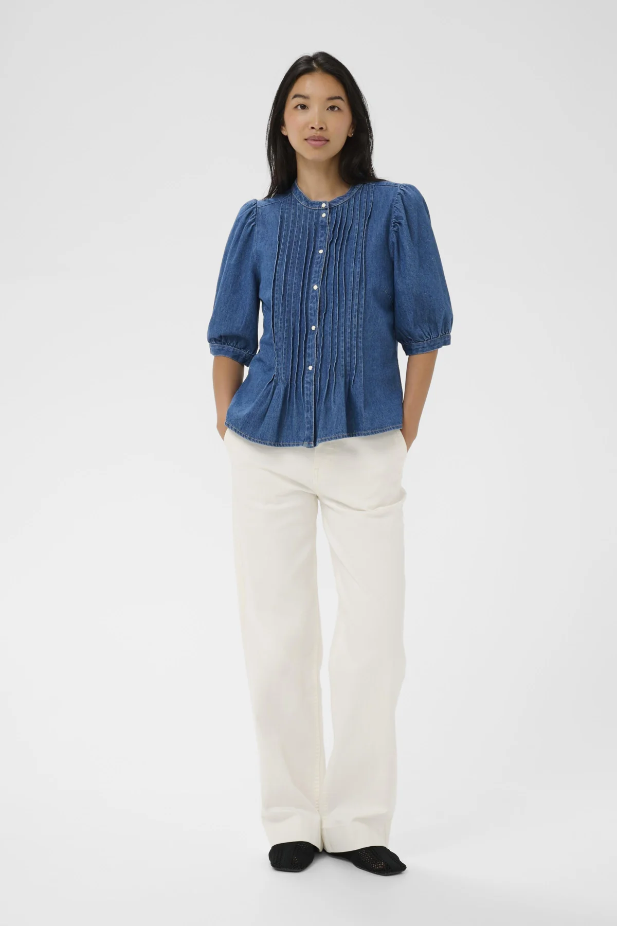 Part Two naisten pusero AlesiaPW SH, Medium Blue Denim - Image 4