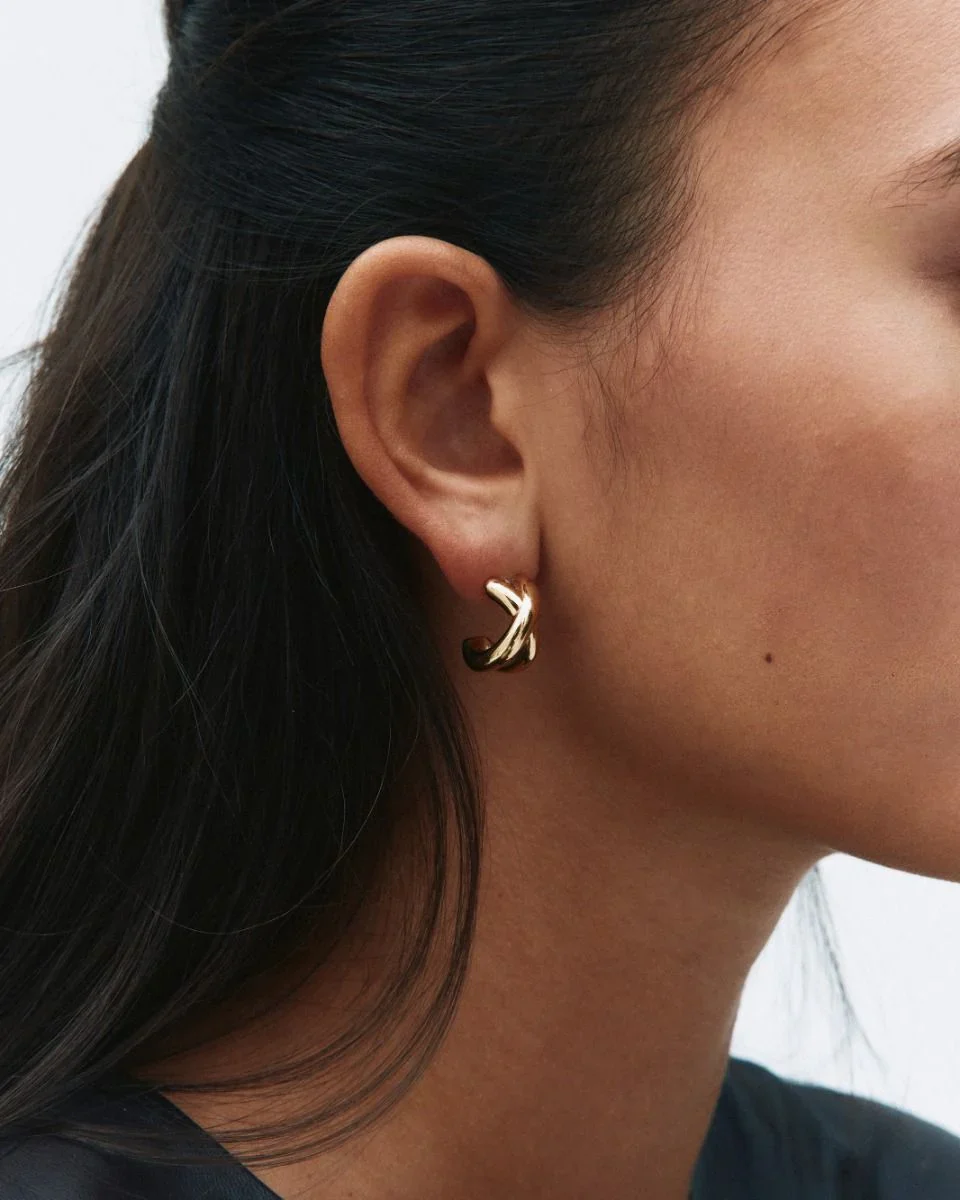 Edblad korvakorut Alexa Hoops L, Gold pleated - Image 2