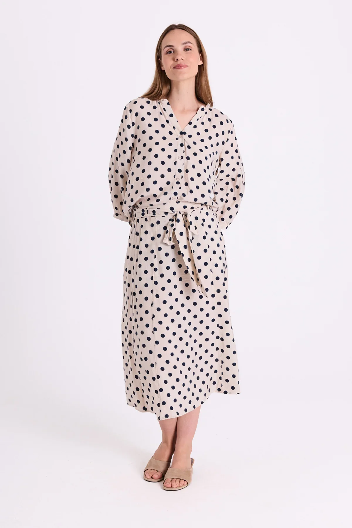 Freequent naisten pusero Alma Blouse, kuosillinen beige - Image 3