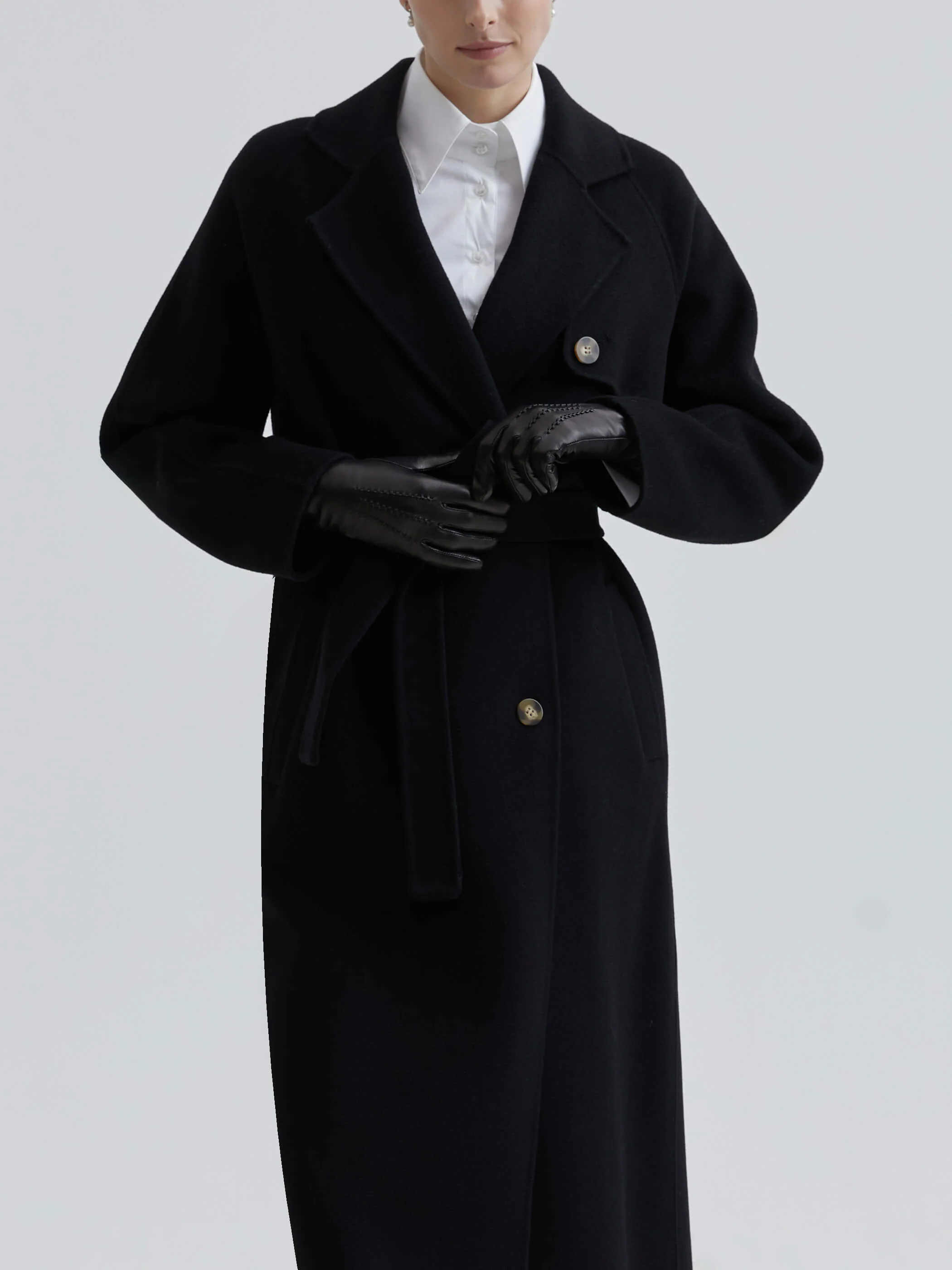 Andiata Naisten Villakangastakki, LEVIA COAT 100% WOOL Musta - Image 2