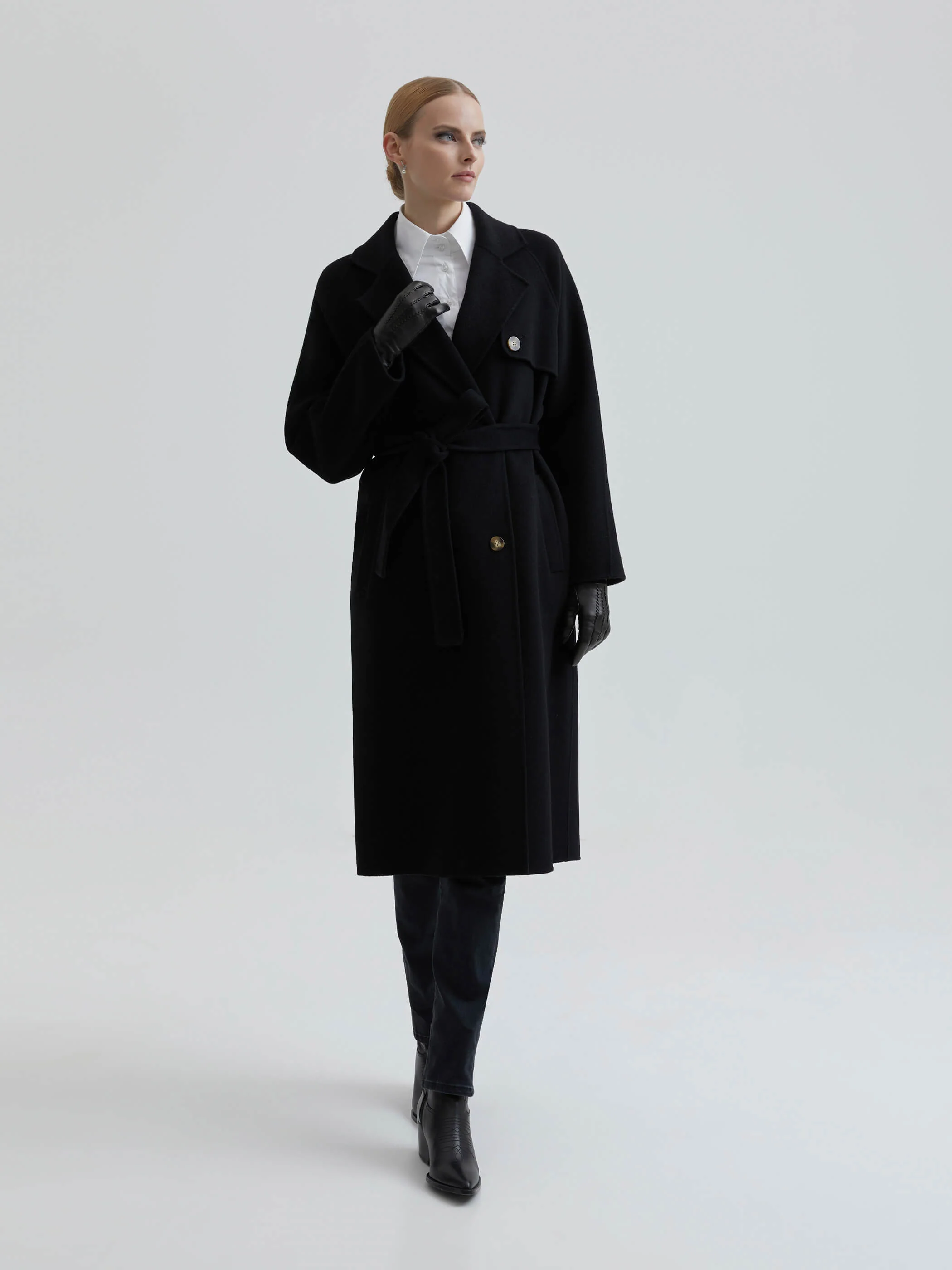 Andiata Naisten Villakangastakki, LEVIA COAT 100% WOOL Musta - Image 5