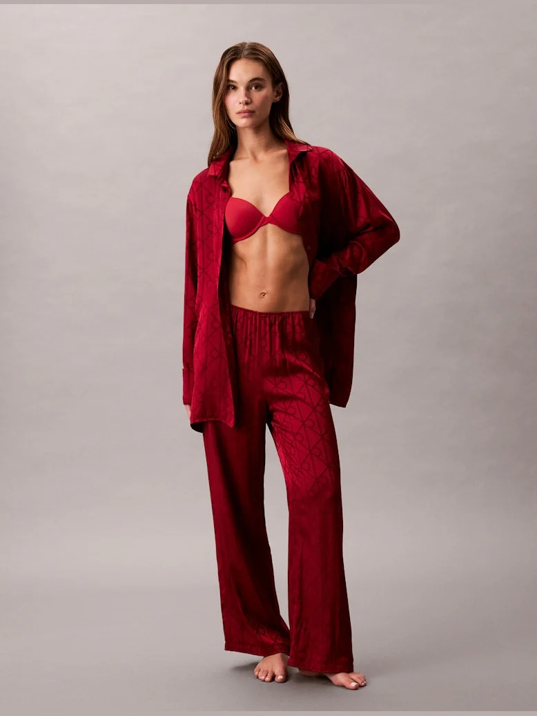 Calvin klein naisten pyjamahousut, AOP PANT PUNAINEN