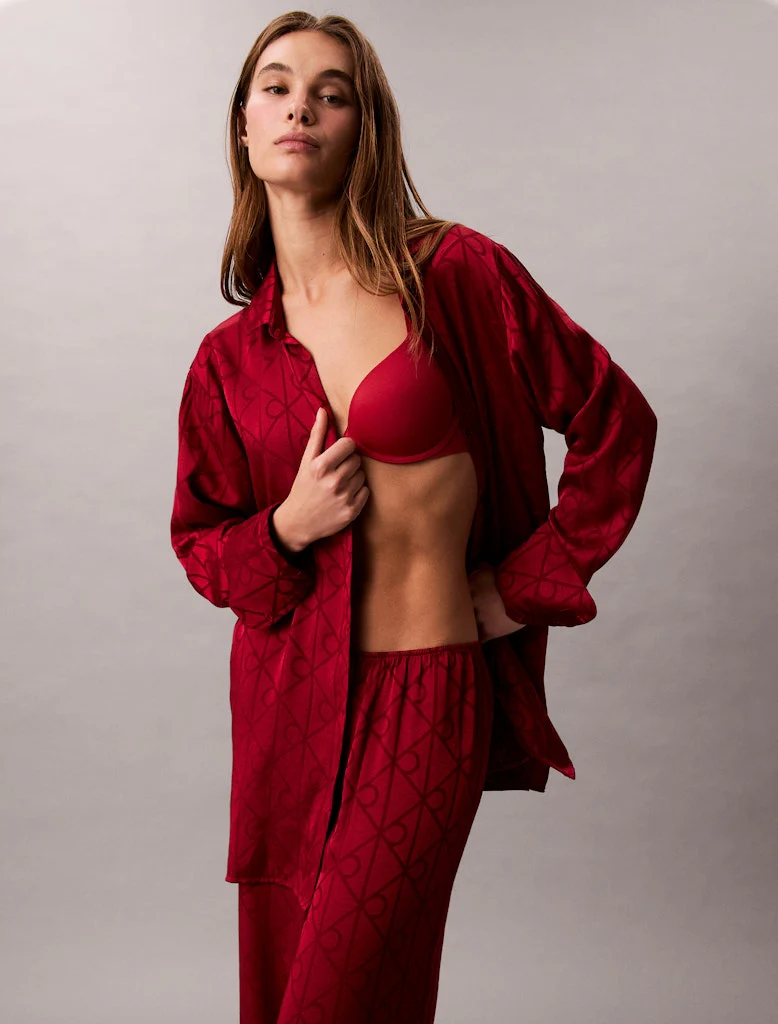 Calvin klein naisten pyjamahousut, AOP PANT PUNAINEN - Image 2