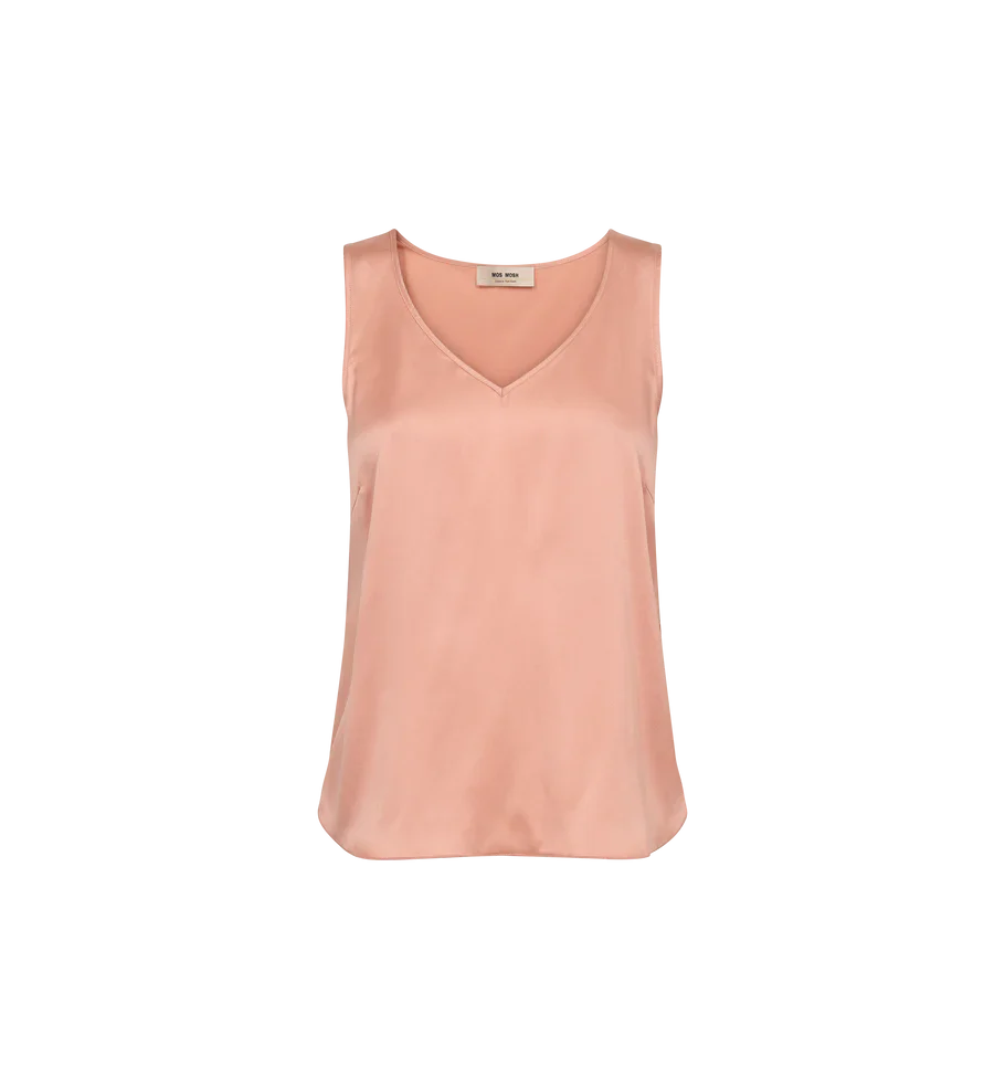 Mos Mosh naisten toppi Astrid V-Neck Silk Tank Top, vaaleanpunainen - Image 3