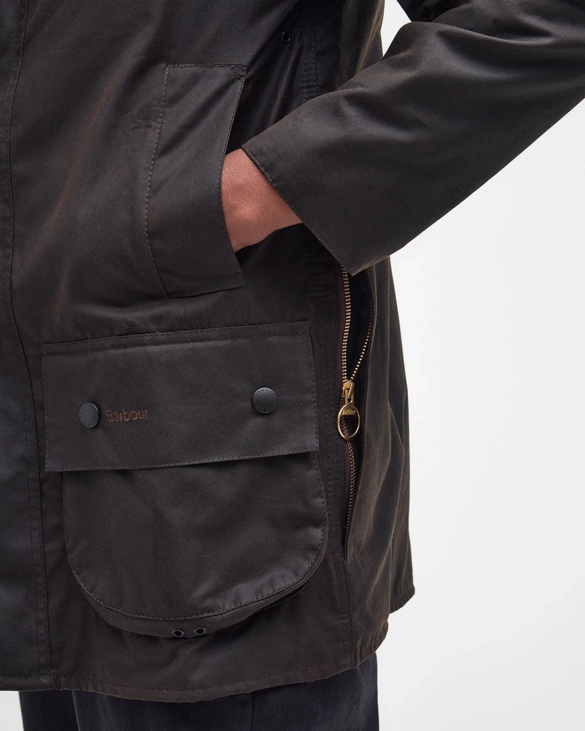 Barbour miesten takki, Classic Beaufort Wax Jacket UNISIZE Khaki - Image 4