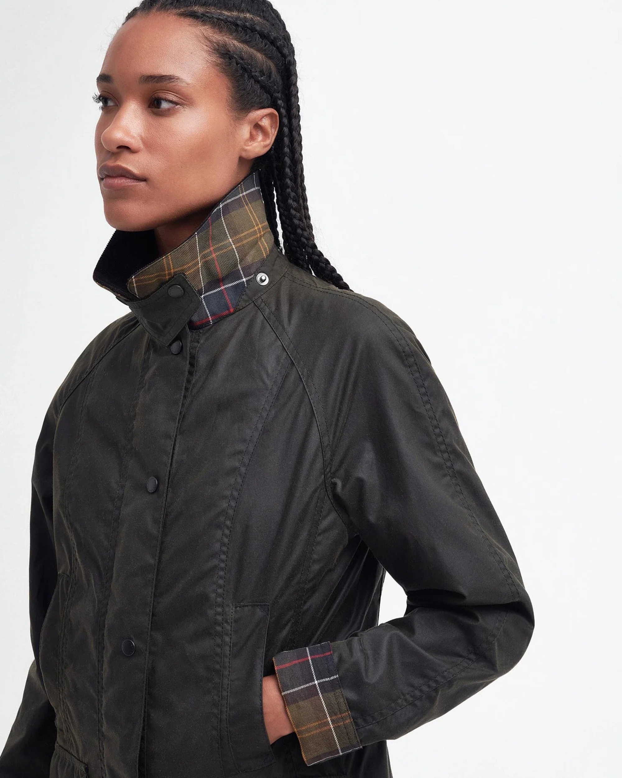 Barbour naisten takki, Barbour Classic Beadnell Wax Jacket Khaki - Image 4