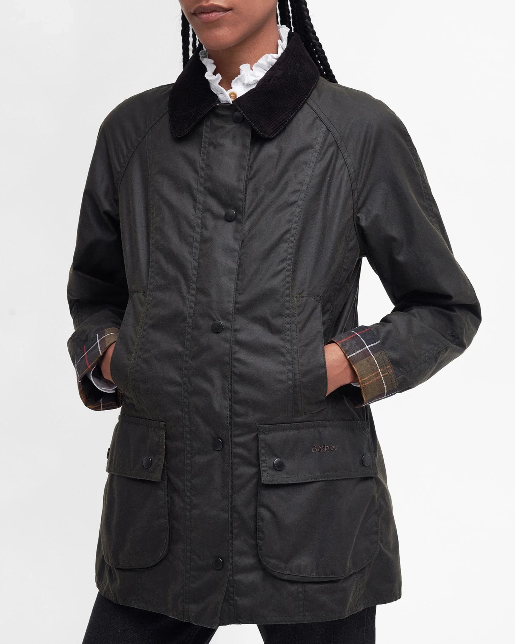 Barbour naisten takki, Barbour Classic Beadnell Wax Jacket Khaki - Image 5
