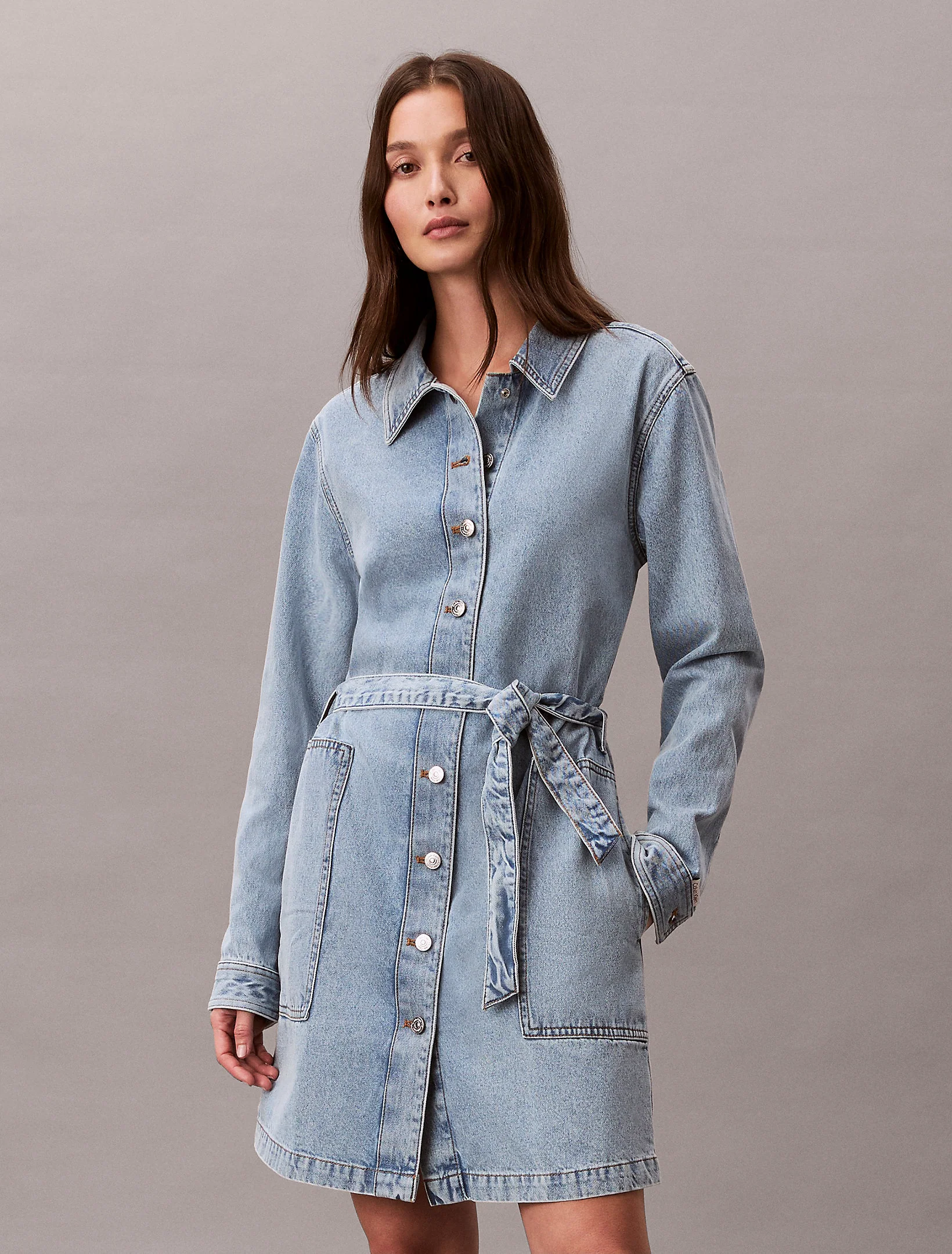 Calvin Klein Jeans naisten farkkumekko Belted Denim Mini Dress Coastel, sininen - Image 5