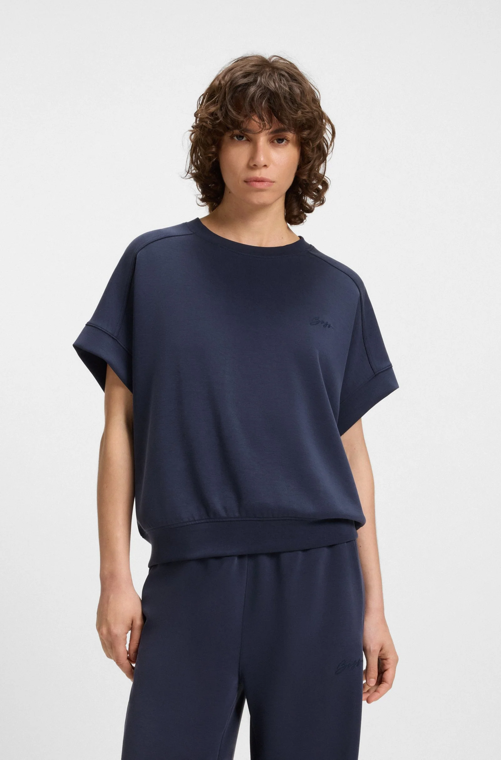 BOSS Orange naisten paita, ENARI JERSEY TOP Tummansininen