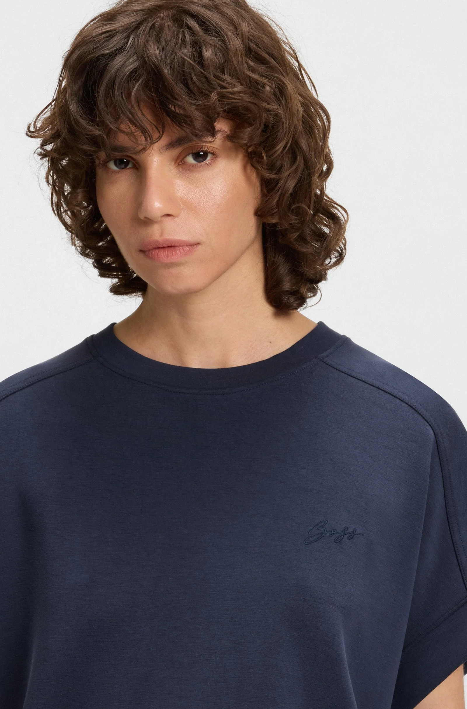 BOSS Orange naisten paita, ENARI JERSEY TOP Tummansininen - Image 3