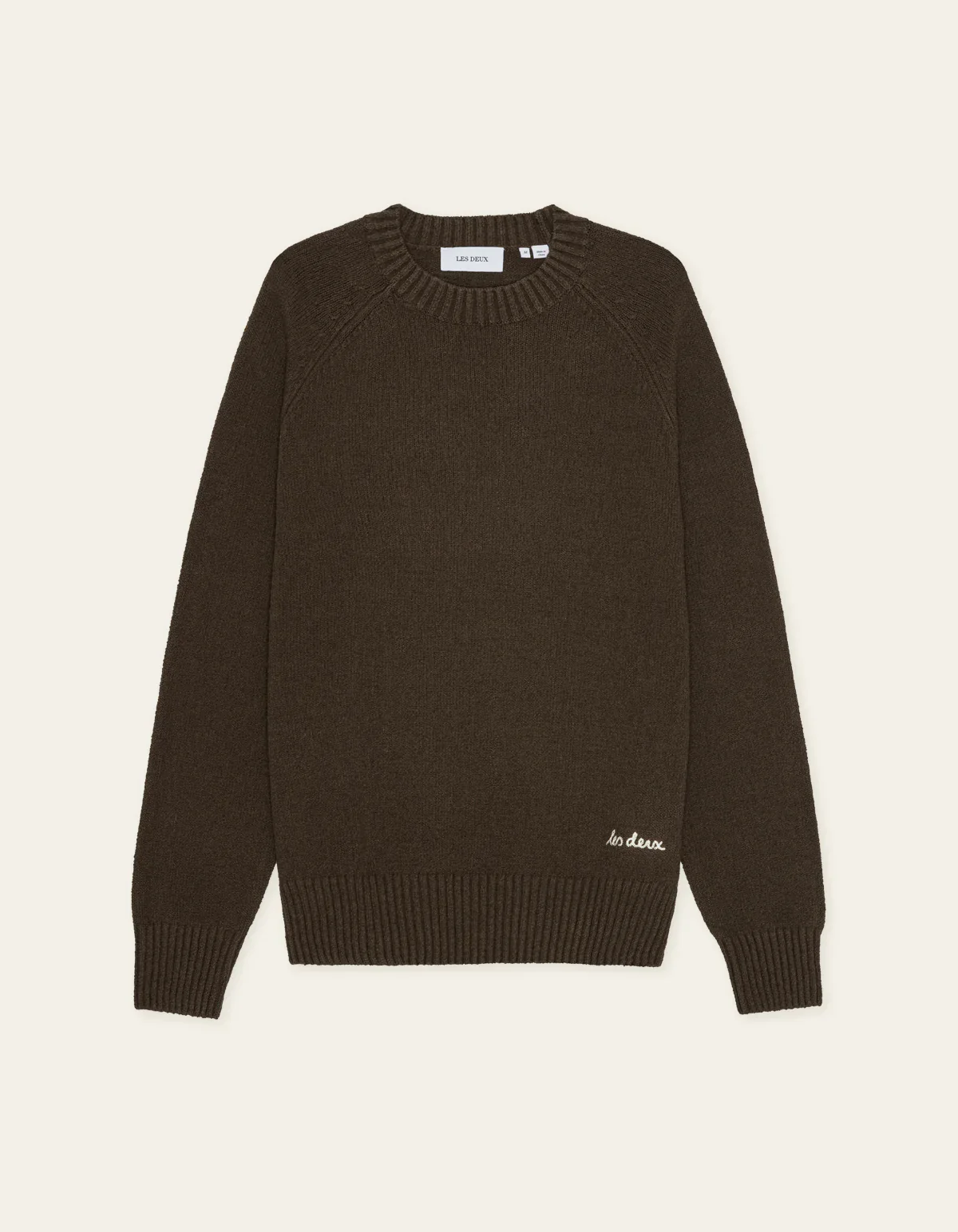Les Deux miesten neulepusero Brad Roundneck Knit, tummanruskea - Image 3