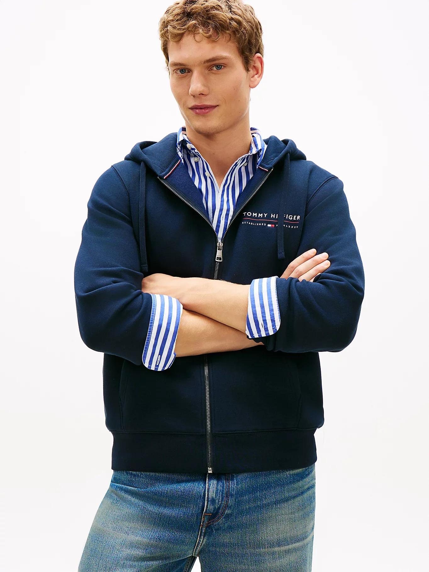 Tommy Hilfiger miesten huppari Brand Love TR Lockup FZ Hoody, tummansininen - Image 2