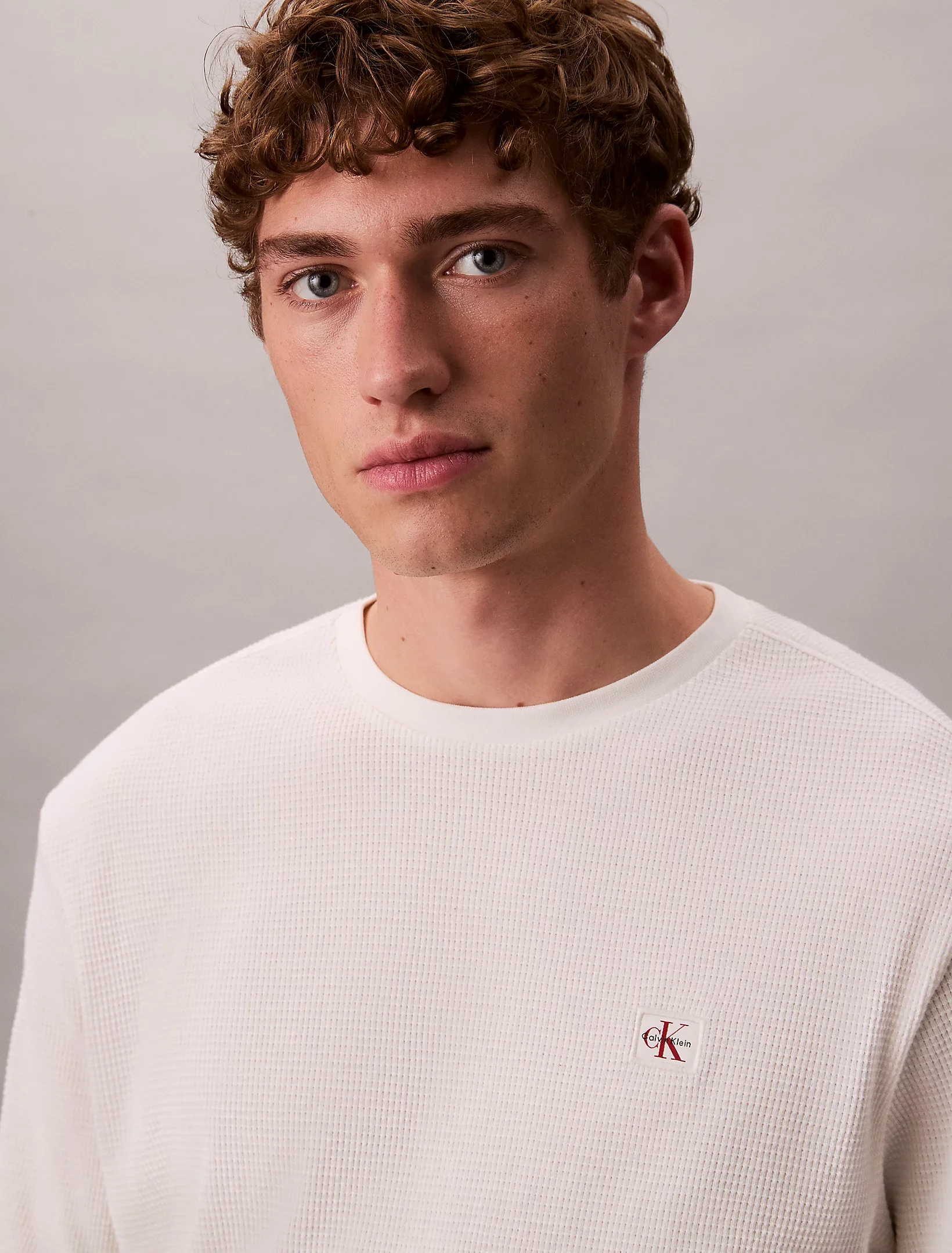 Calvin Klein Jeans miesten college, LS WAFFLE LS TEE Valkoinen - Image 4