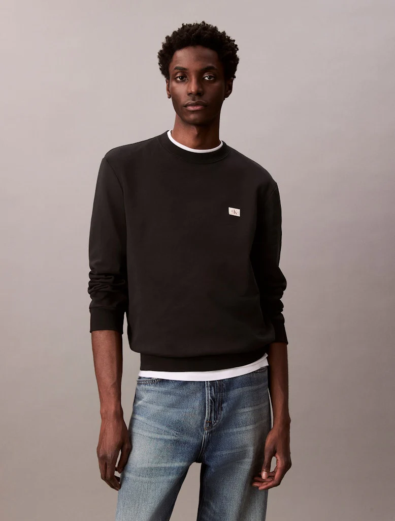 Calvin Klein Jeans miesten collegepaita, LS EU 350TERRY BADGE CN SWEATSHIRT Musta
