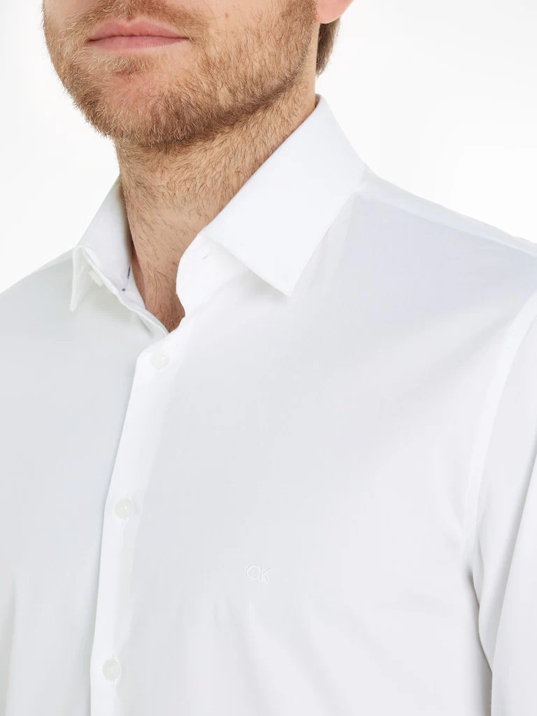 Calvin Klein Menswear Miesten Kauluspaita, POPLIN STRECH SLIM SHIRT NOS Valkoinen - Image 3