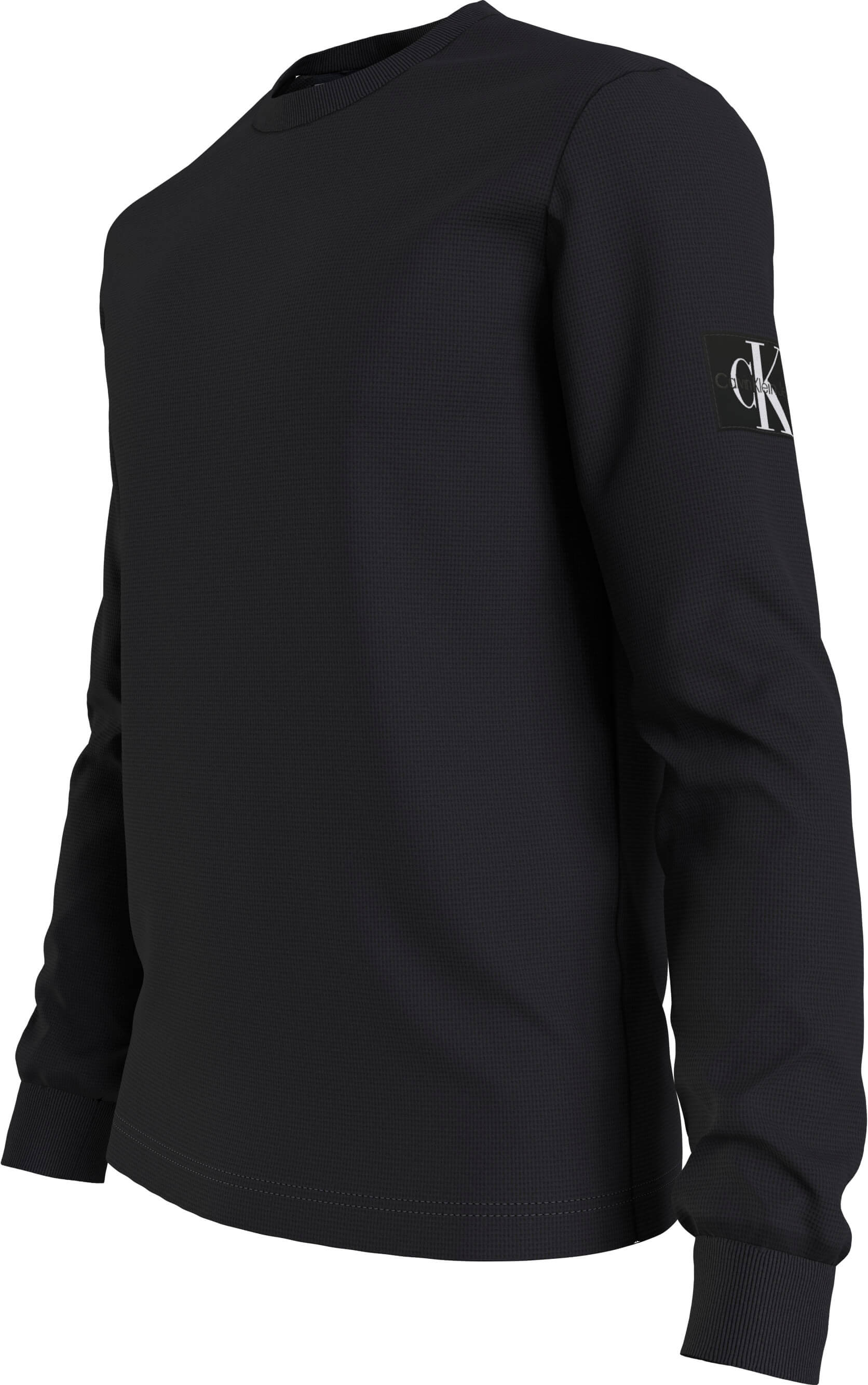 Calvin Klein Jeans Miesten Paita, MONOLOGO BADGE WAFFLE LS TEE Musta - Image 4
