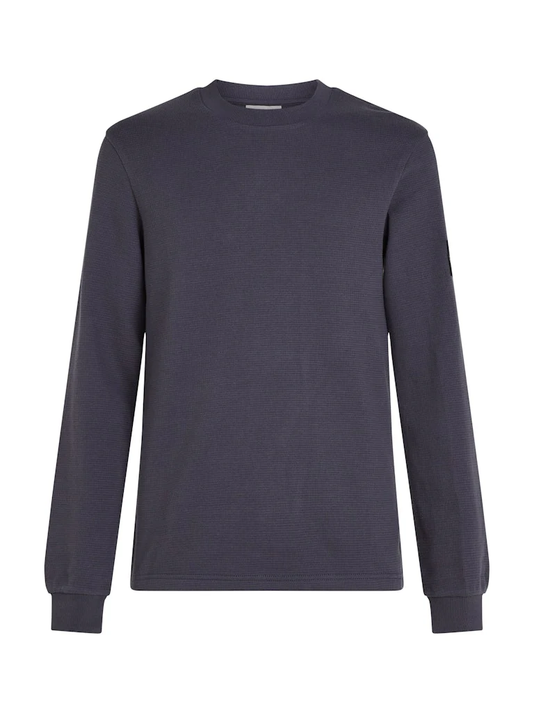 Calvin Klein Jeans Miesten Paita, MONOLOGO BADGE WAFFLE LS TEE Tummansininen - Image 5