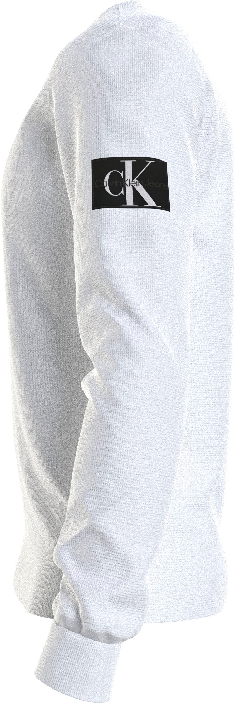 Calvin Klein Jeans Miesten Paita, MONOLOGO BADGE WAFFLE LS TEE Valkoinen - Image 3