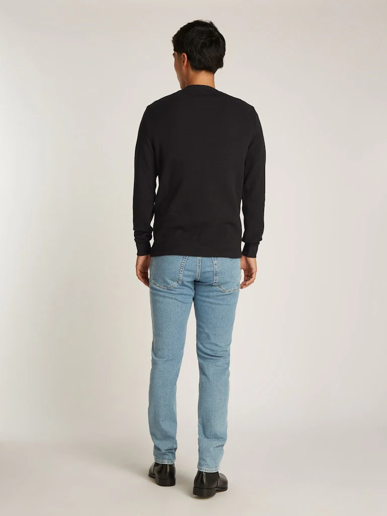 Calvin Klein Jeans Miesten Paita, WOVEN TAP WAFFLE LS TEE Musta - Image 3