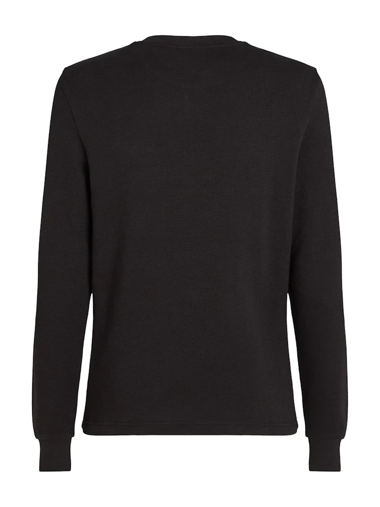 Calvin Klein Jeans Miesten Paita, WOVEN TAP WAFFLE LS TEE Musta - Image 6