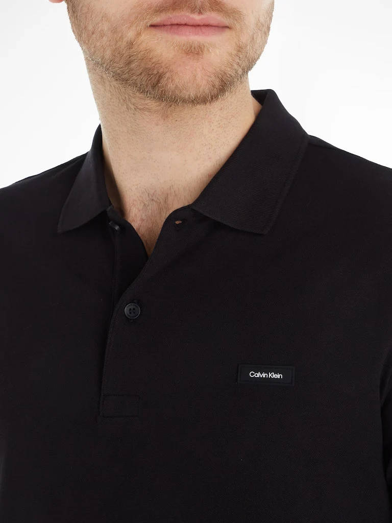 Calvin Klein Menswear Miesten Pikeepaita, STRECH PIQUE SLIM BUTTON POLO Musta - Image 3