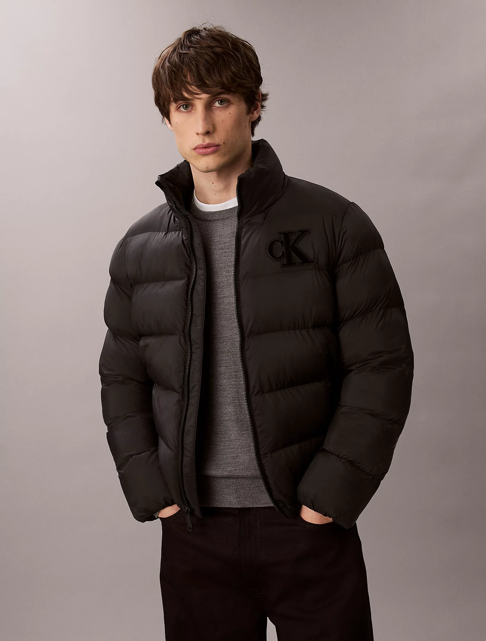 Calvin Klein Jeans miesten Puffertakki, LS NYLON MONOGRAM PUFFER JACKET Musta - Image 3