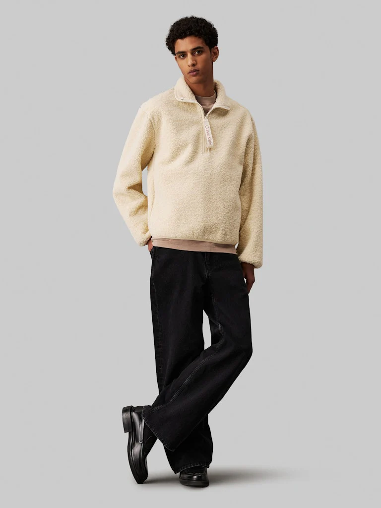 Calvin Klein Jeans Miesten Sherpa, HALF ZIP SHERPA Luonnonvalkoinen - Image 2