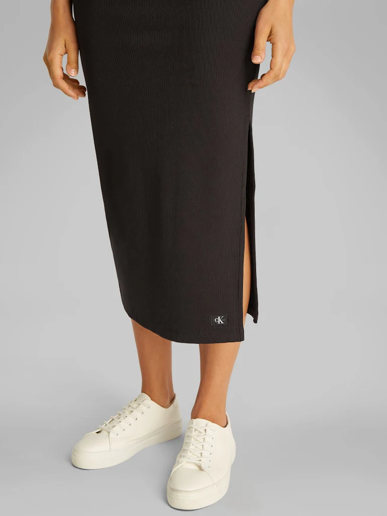 Calvin Klein Jeans naisten hame, WOVEN LABEL RIB SKIRT Musta - Image 4