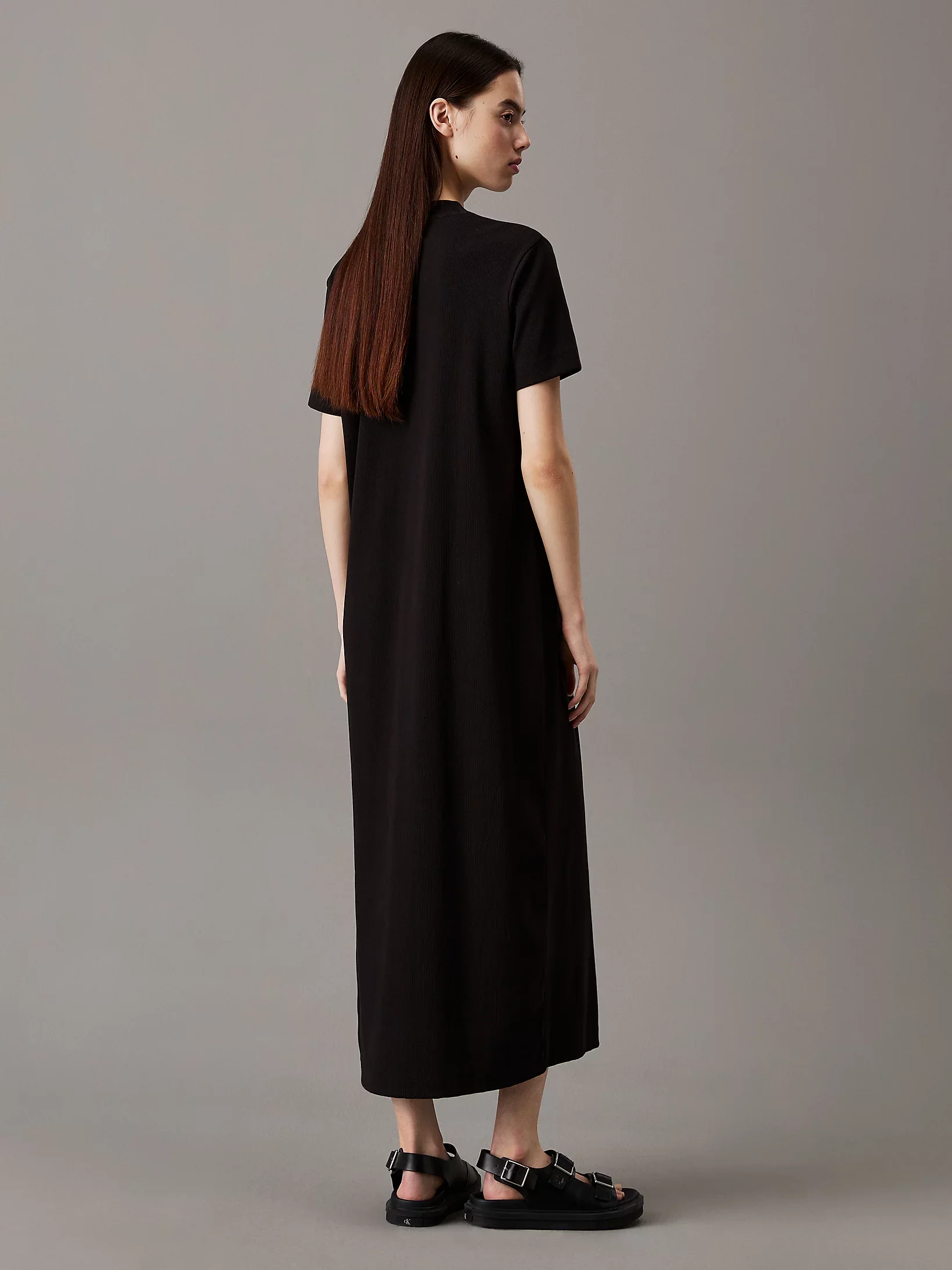 Calvin Klein Jeans naisten mekko, K-MONOLOGO LONG RIB TEE DRESS Musta - Image 2