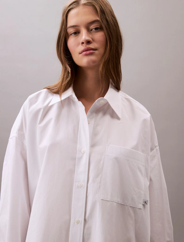 Calvin Klein Jeans naisten paitamekko, COTTON OVERSIZED MINI SHIRTDRESS Valkoinen - Image 2