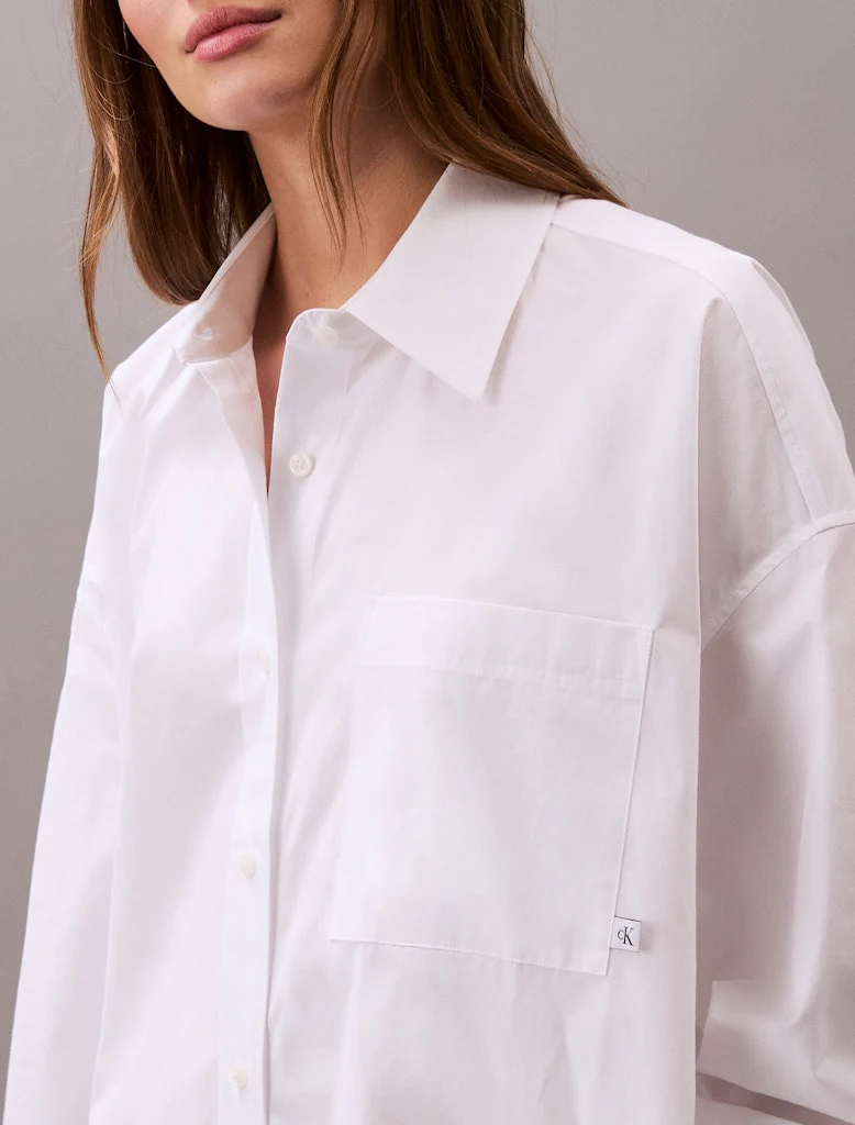 Calvin Klein Jeans naisten paitamekko, COTTON OVERSIZED MINI SHIRTDRESS Valkoinen - Image 5