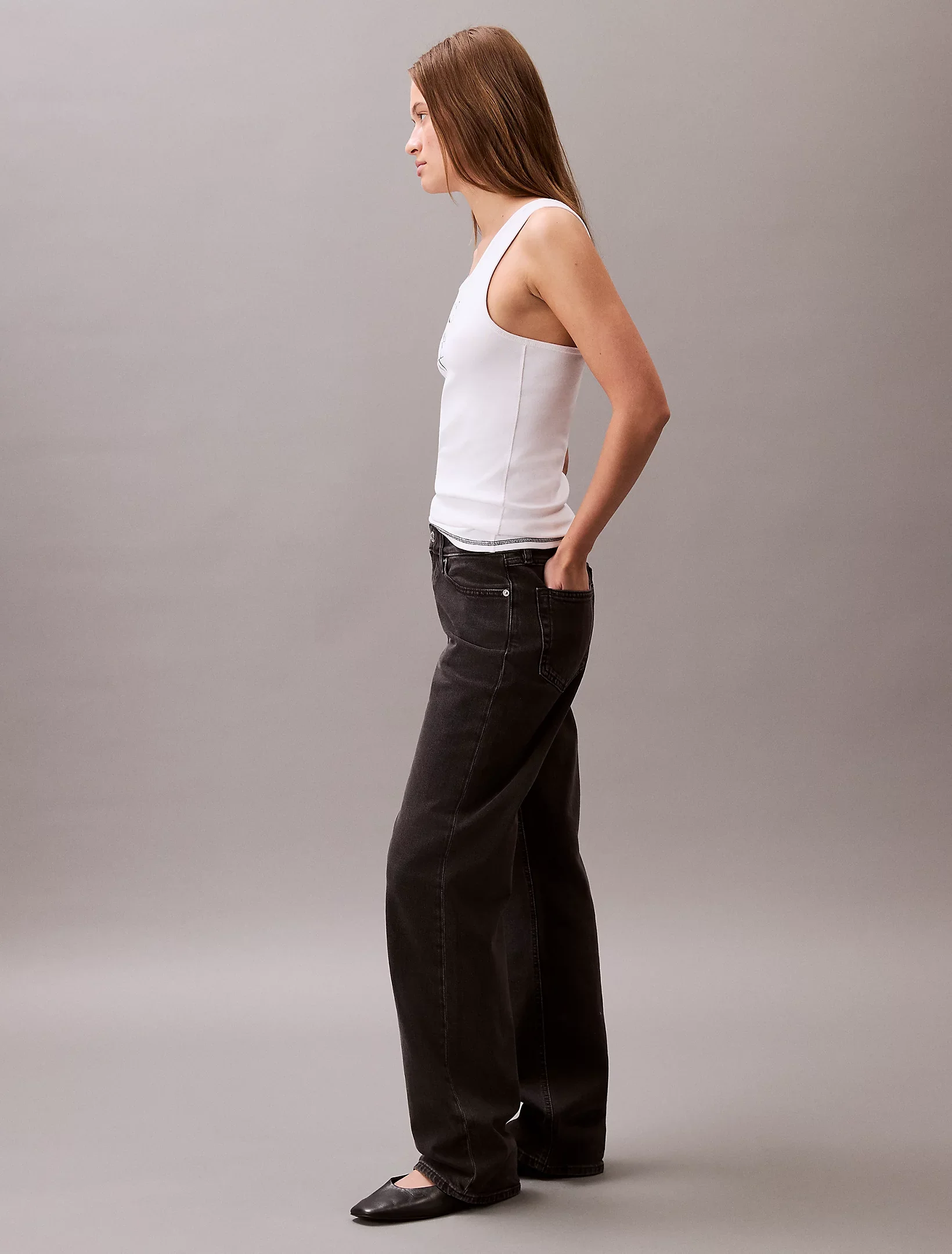 Calvin Klein Jeans naisten tank top, SL COTTON RIB SOLID TANK Valkoinen - Image 2