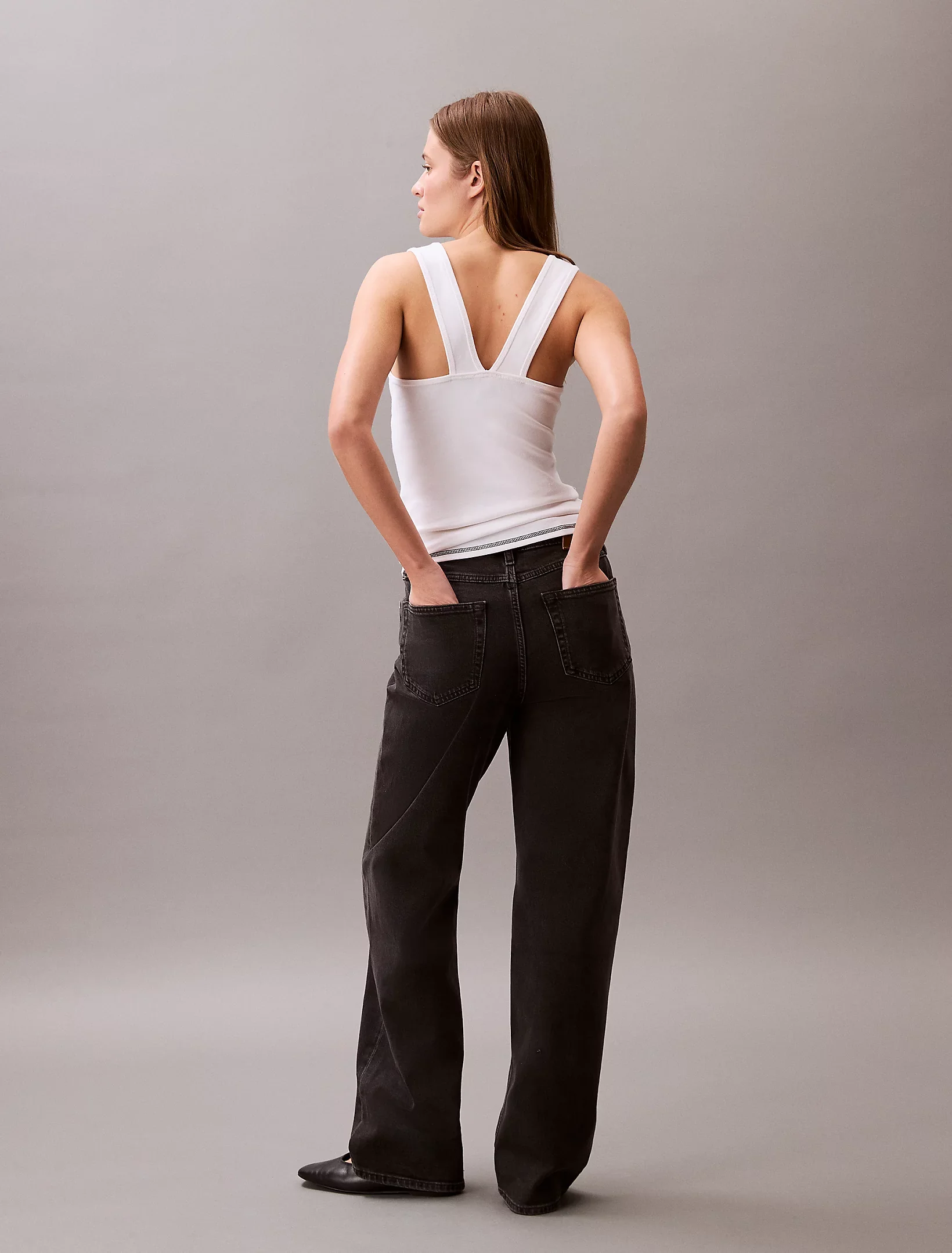 Calvin Klein Jeans naisten tank top, SL COTTON RIB SOLID TANK Valkoinen - Image 3