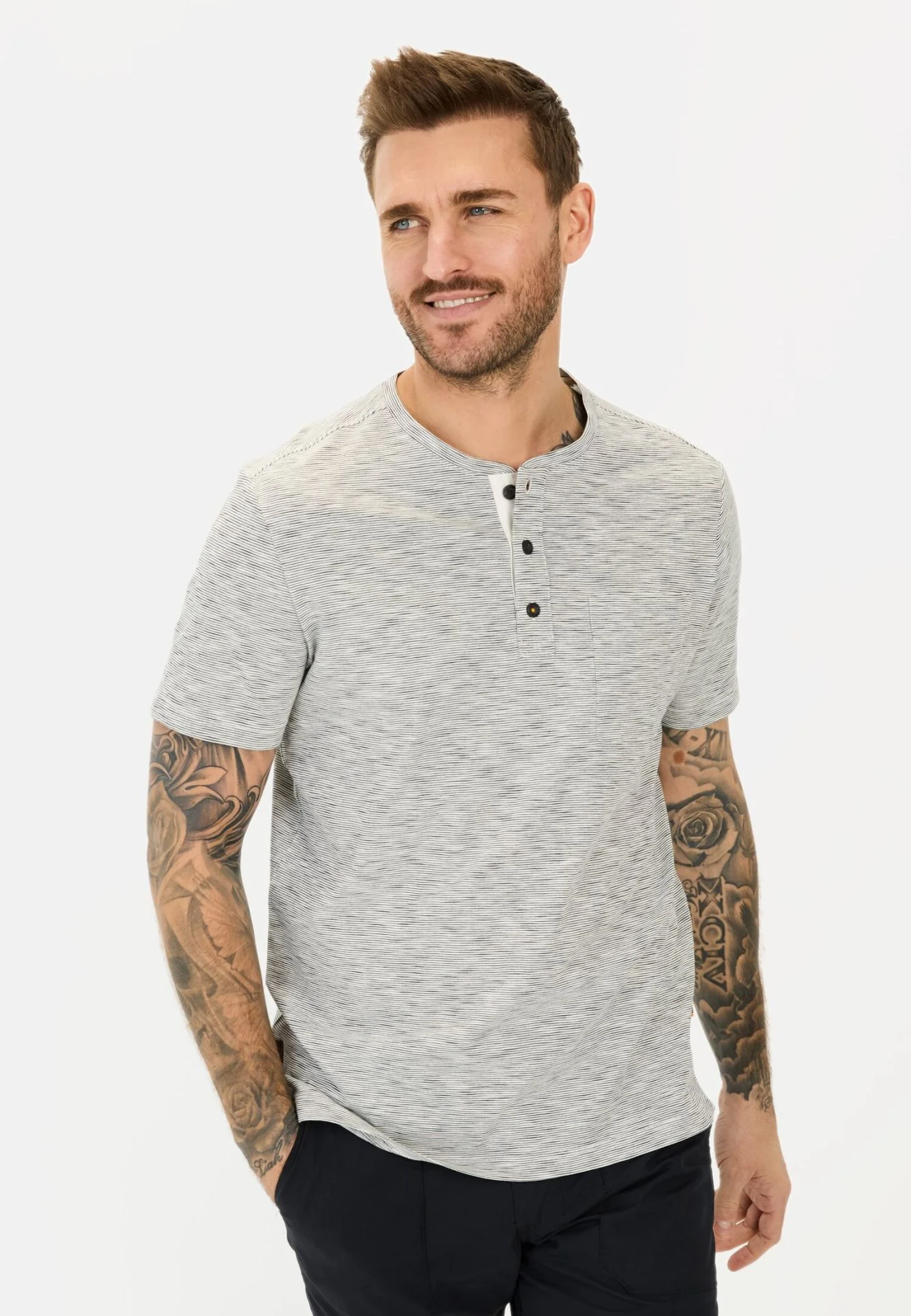Camel Active miesten t-paita, HENLEY T-SHIRT  Valkopohjainen Kuosi - Image 3