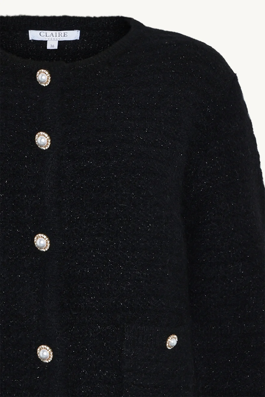 Claire naisten neuletakki Casilda Cardigan, Black - Image 3