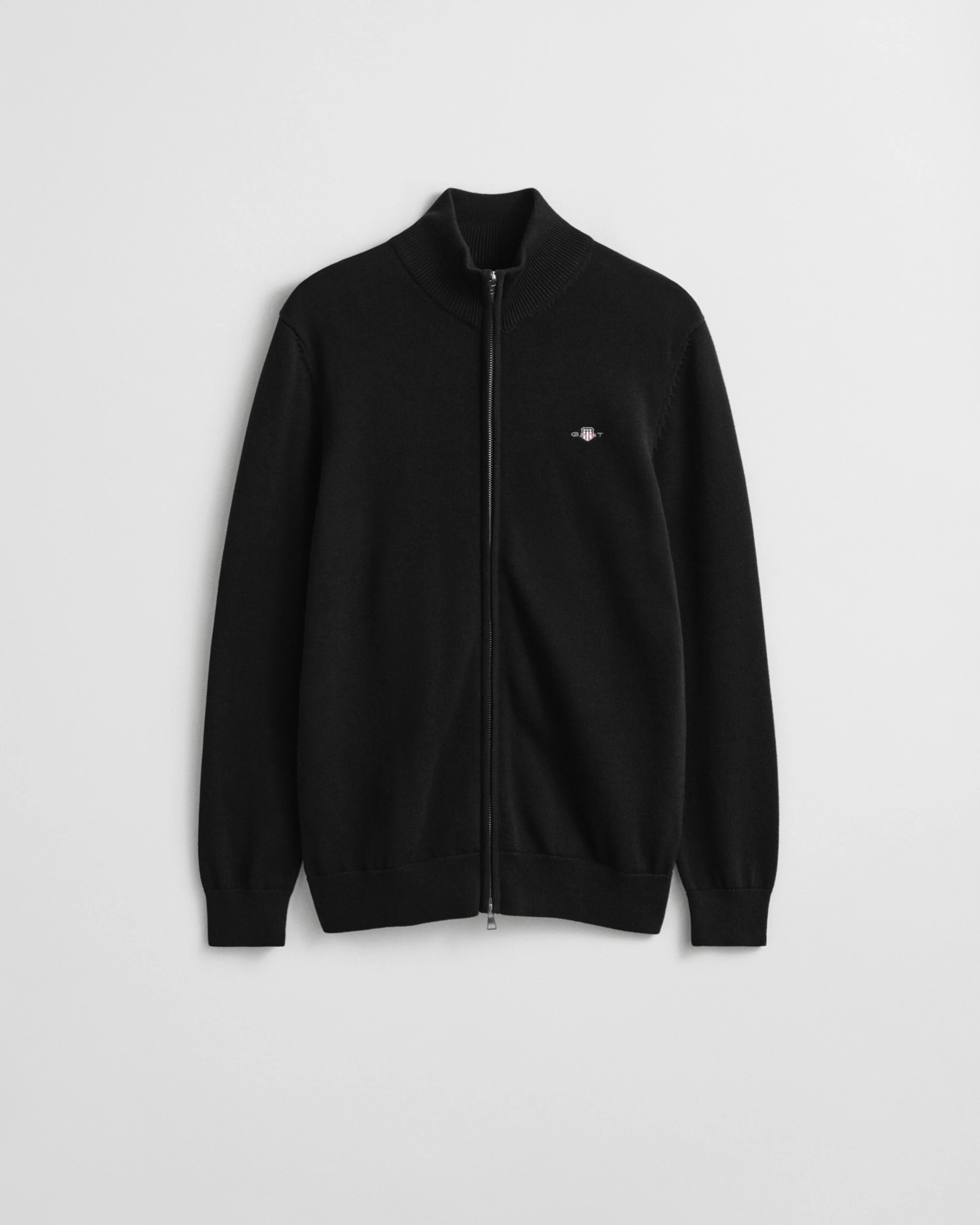 Gant miesten neuletakki Casual Cotton Zip Cardigan, musta - Image 5