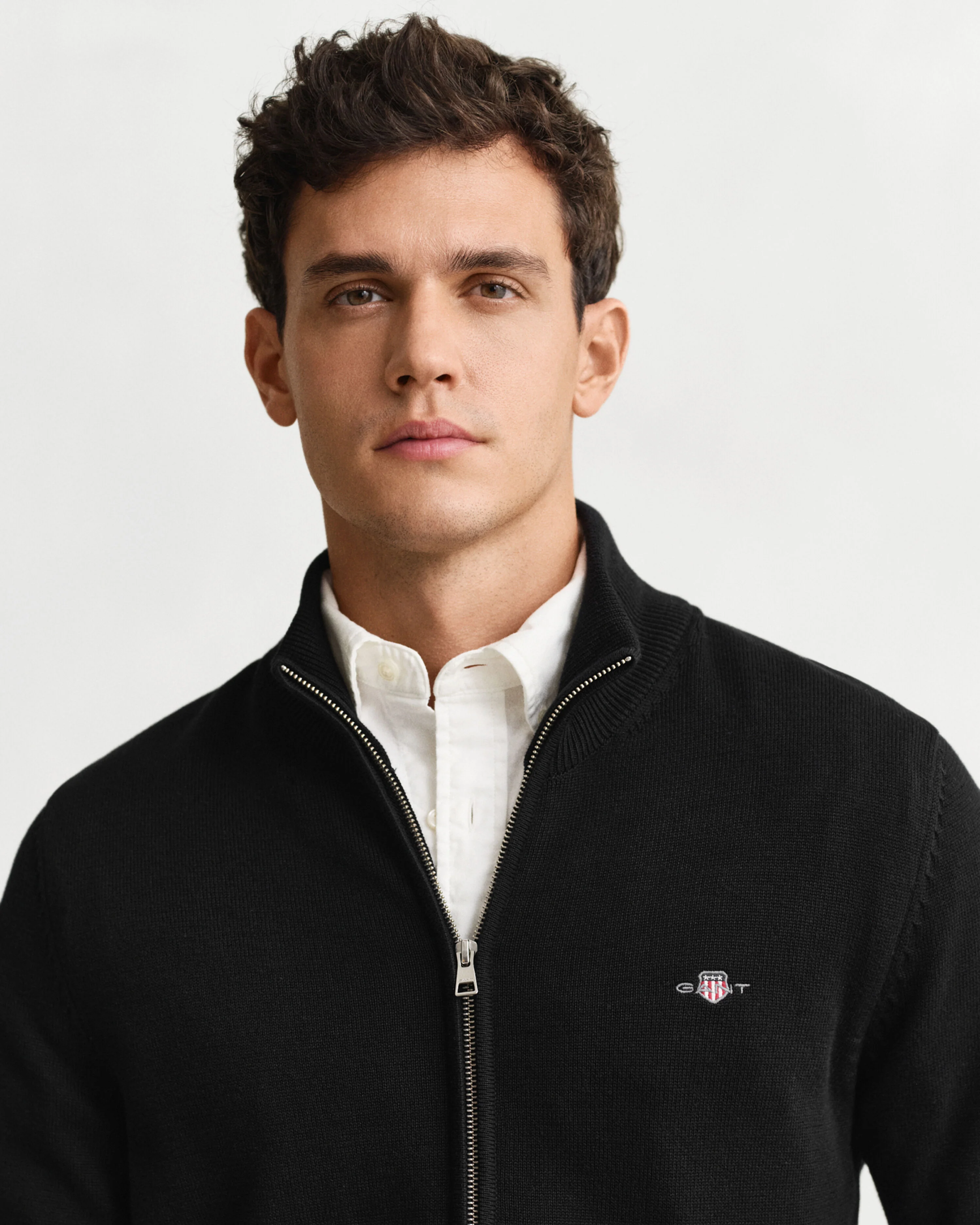Gant miesten neuletakki Casual Cotton Zip Cardigan, musta - Image 6