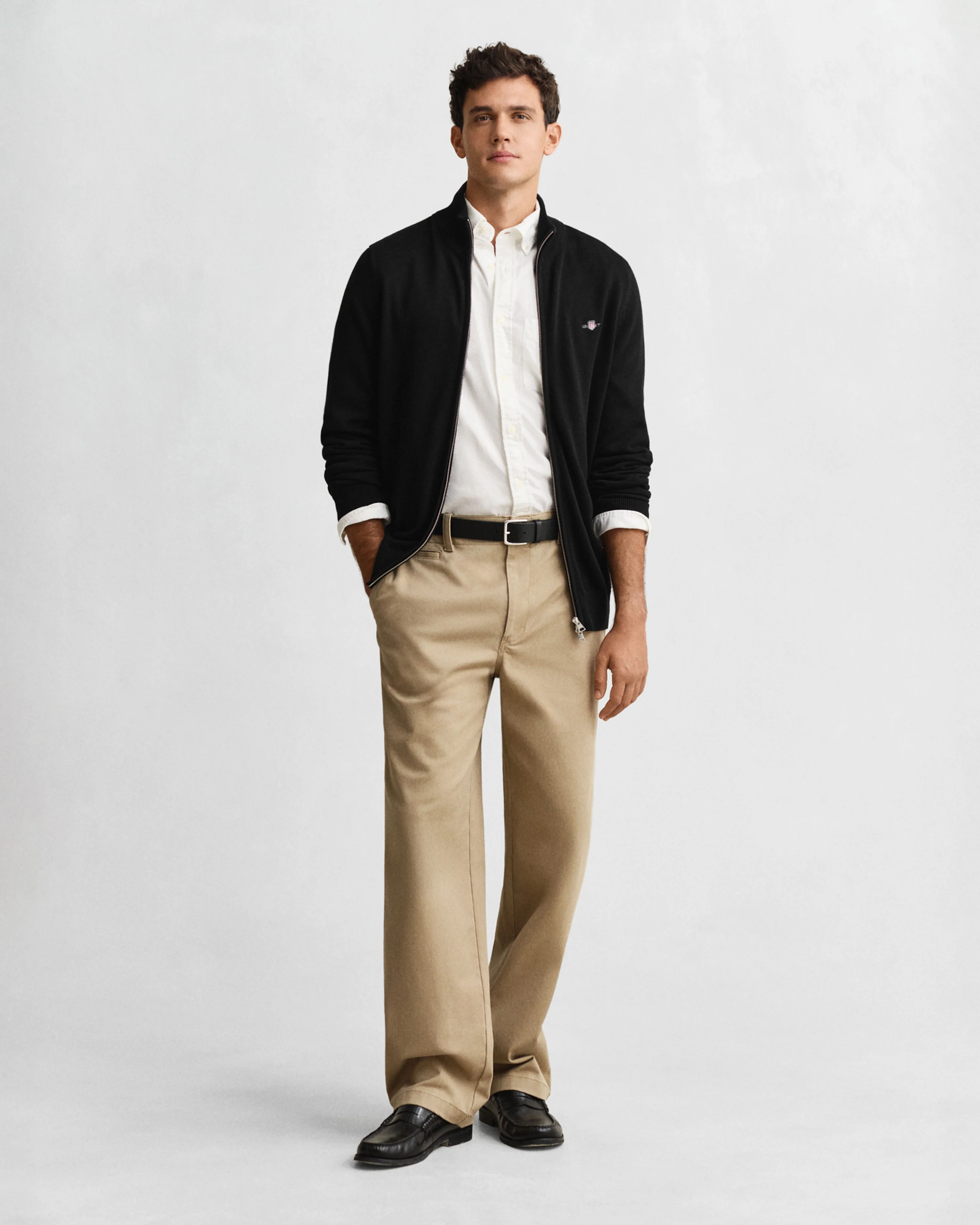 Gant miesten neuletakki Casual Cotton Zip Cardigan, musta - Image 7