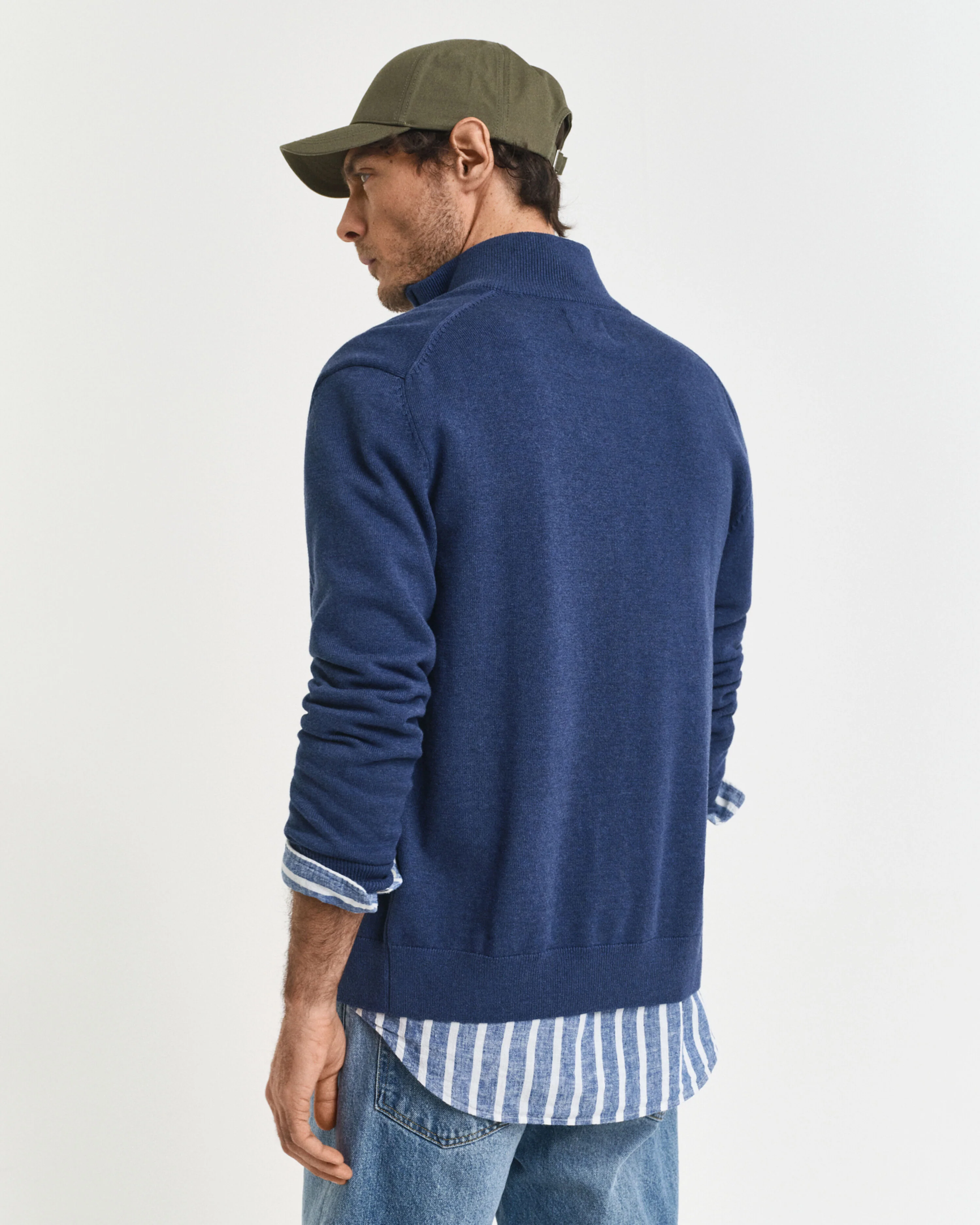 Gant miesten neuletakki Casual Cotton Zip Cardigan, sininen indigo - Image 4