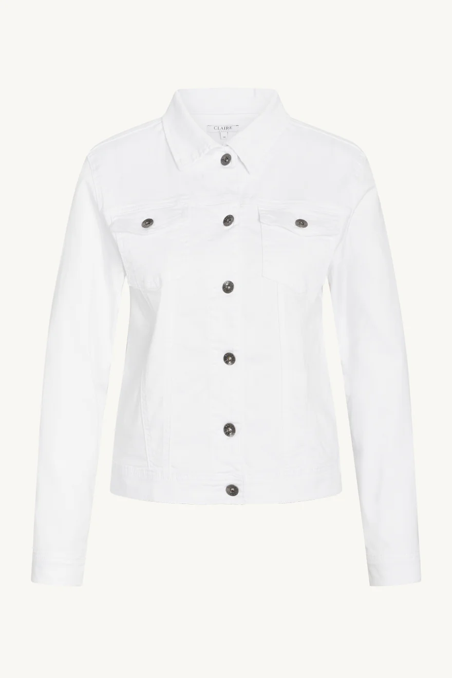 Claire naisten farkkutakki, ELAINE DENIM JACKET WHITE Valkoinen