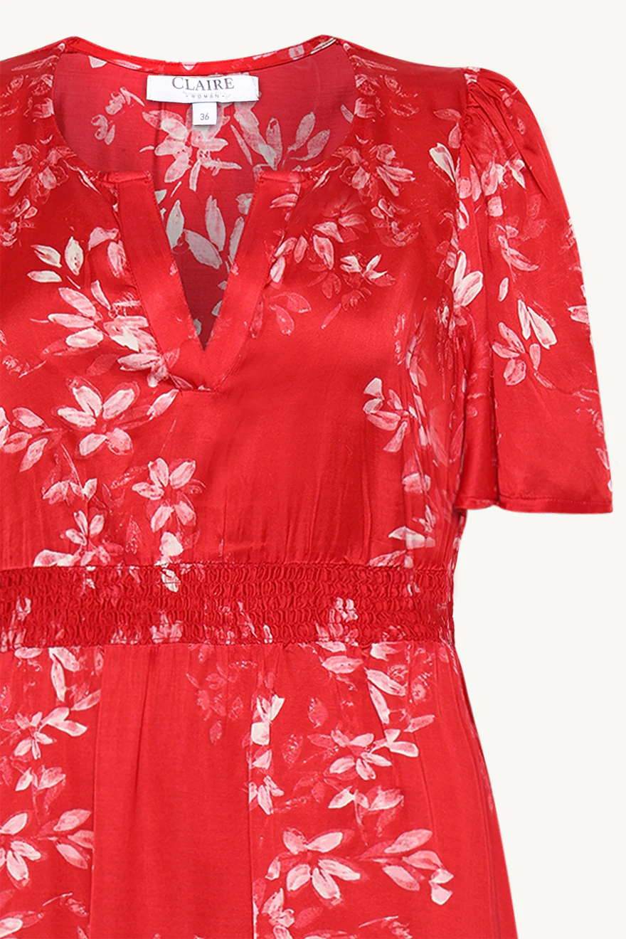 Claire naisten mekko, DILANI DRESS Punainen Kuosi - Image 3