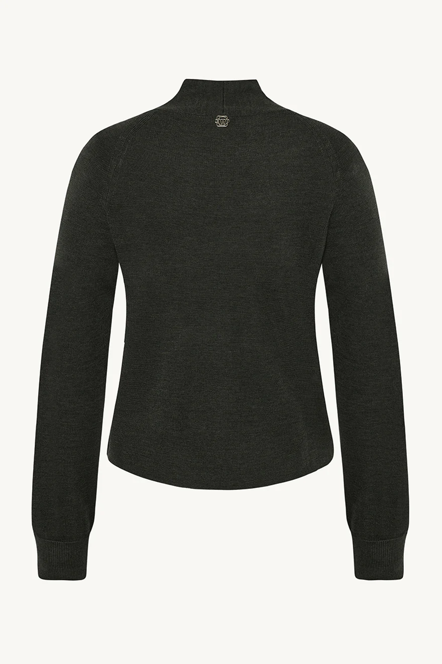 Claire Naisten Neuletakki, CELINE CARDIGAN 100% EASY CARE MERINO Armeijanvihreä - Image 2
