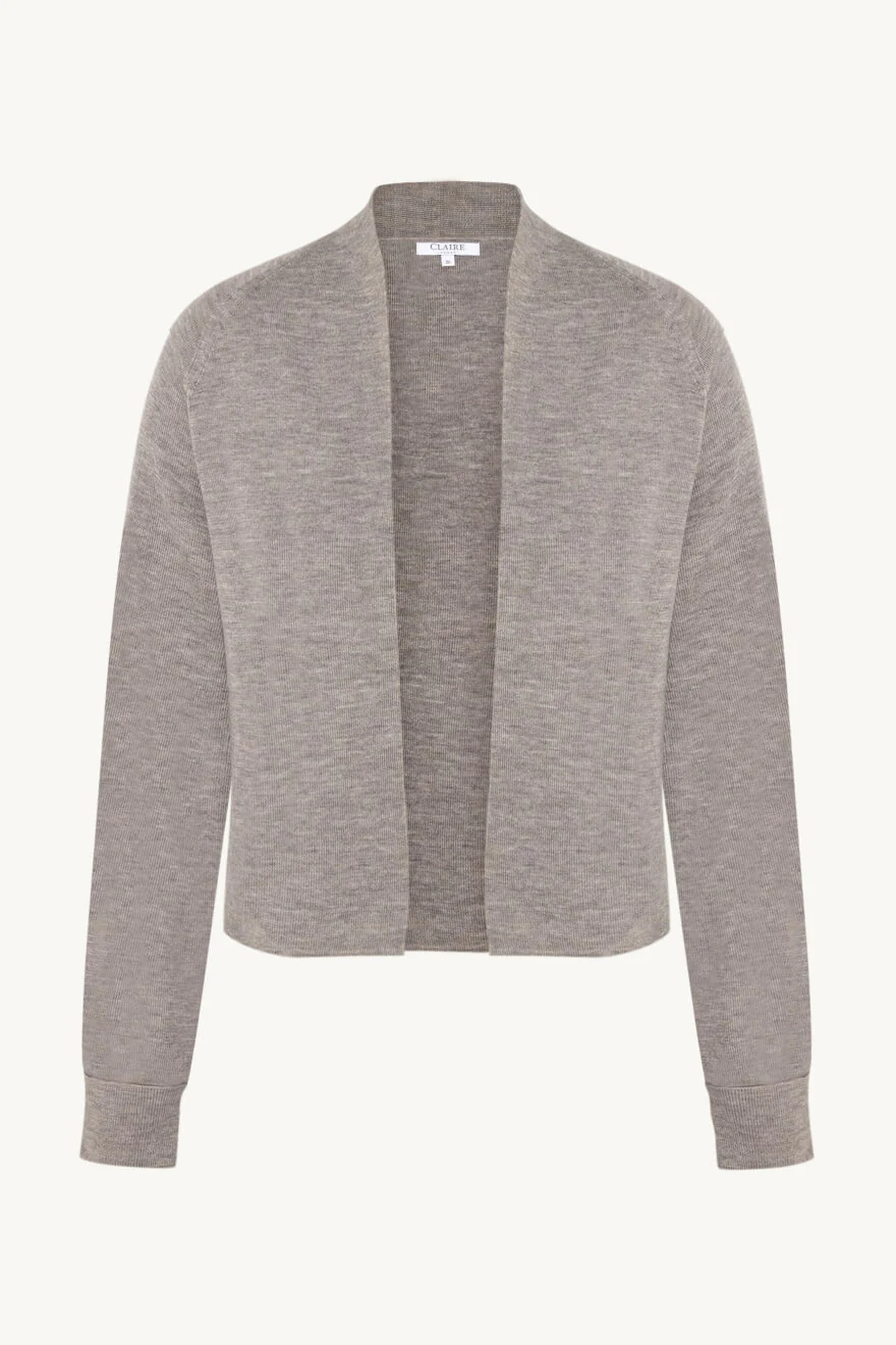 Claire Naisten Neuletakki, CELINE CARDIGAN 100% EASY CARE MERINO Ruskeanharmaa