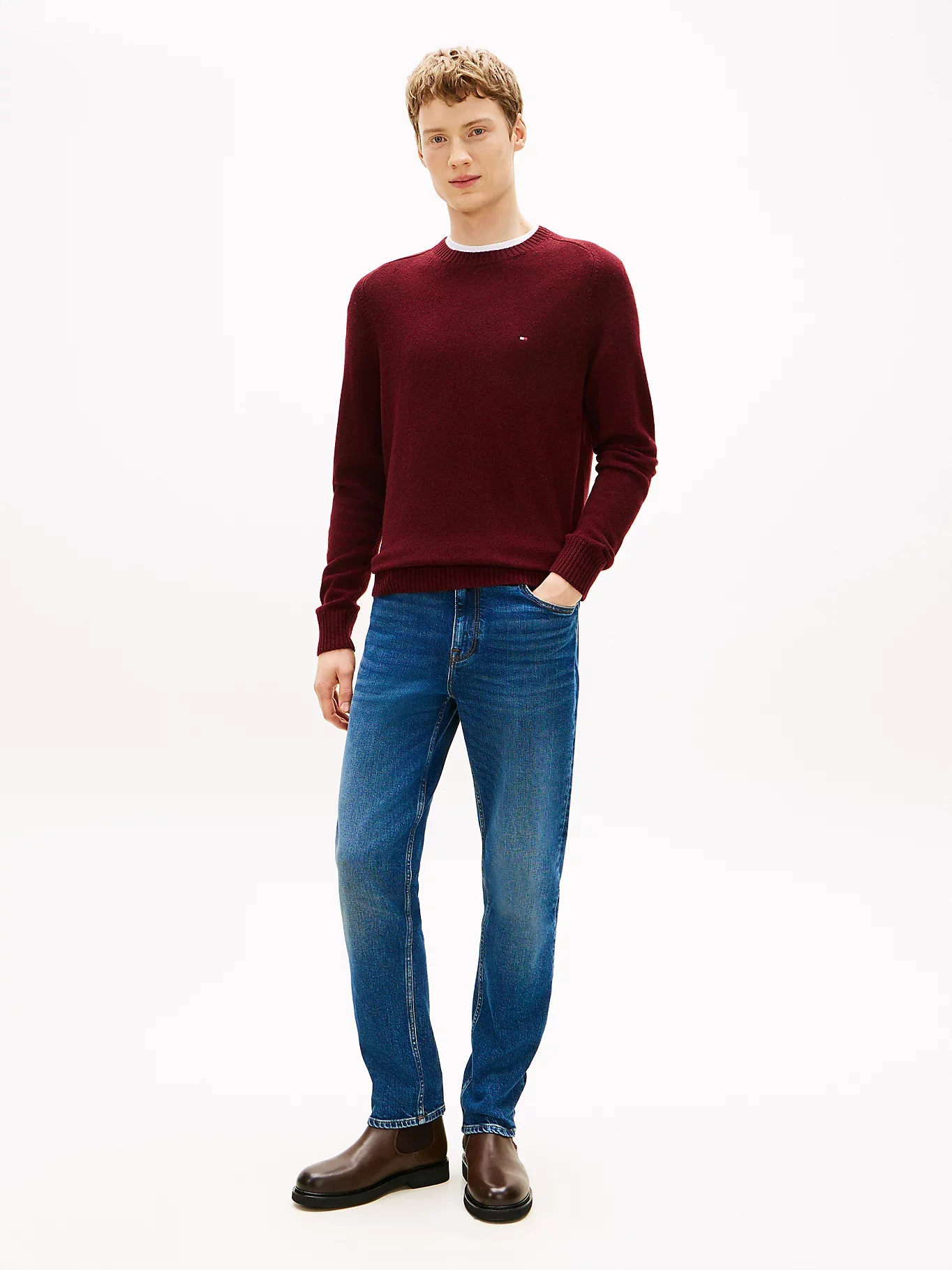 Tommy Hilfiger miesten neulepusero CLAMBSWOOL CREW NECK, viininpunainen - Image 3