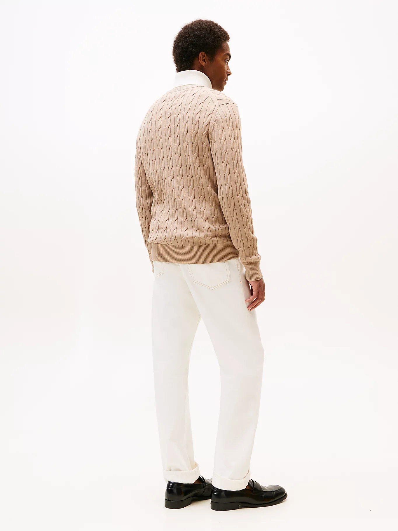 Tommy Hilfiger miesten neulepaita Classic Cotton Cable Crew Neck, beige - Image 4