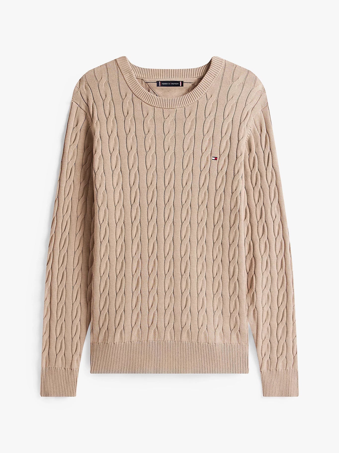Tommy Hilfiger miesten neulepaita Classic Cotton Cable Crew Neck, beige - Image 5