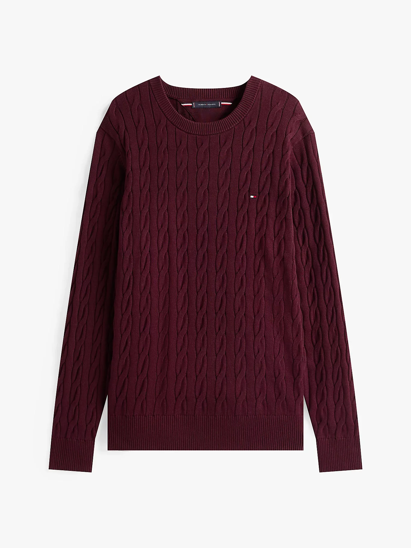 Tommy Hilfiger miesten neulepaita Classic Cotton Cable Crew Neck, viininpunainen - Image 5